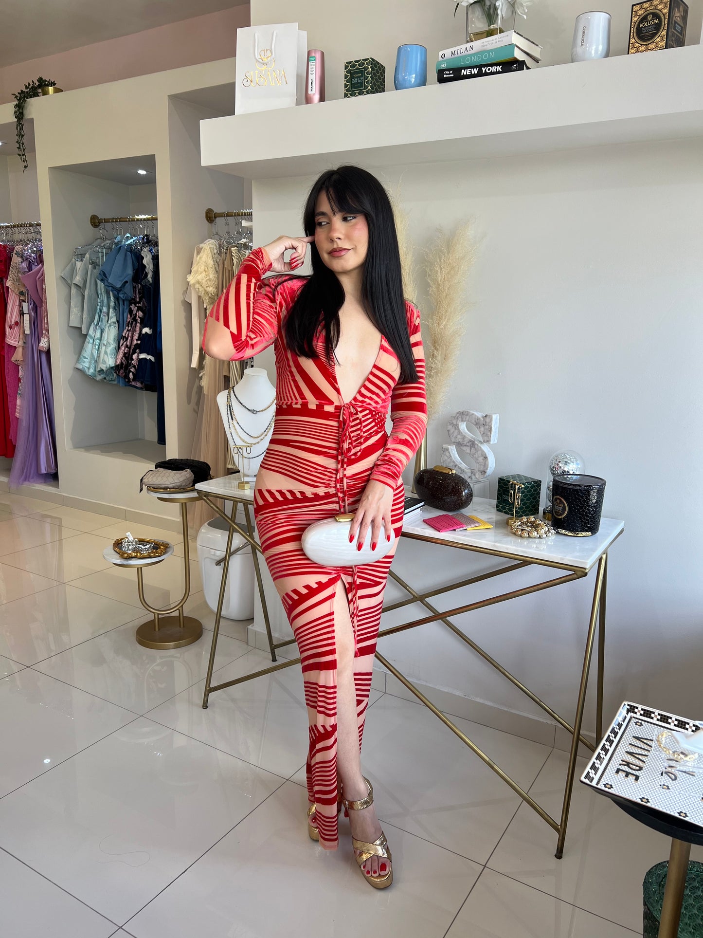 STRIKING PATTERN DRESS