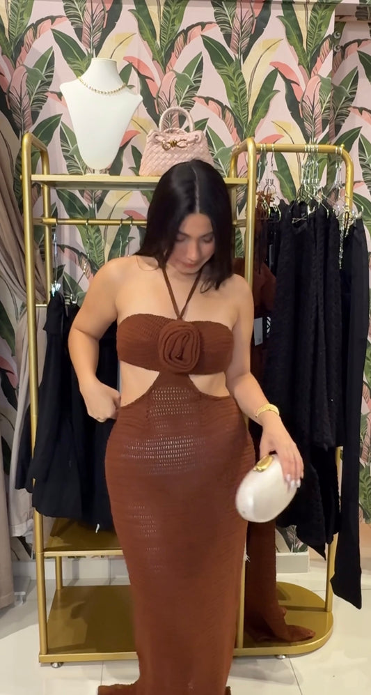 Crochet Knit Rosette
Brown Dress